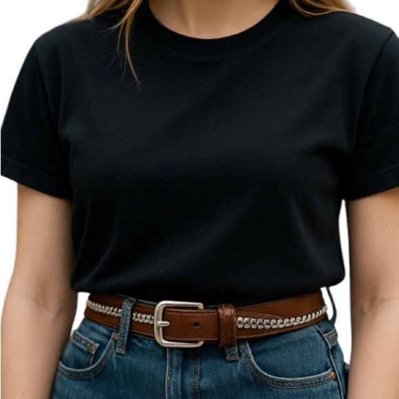 Vintage Accessories - VINTAGE Garaglias Italian Belt Cognac Brown Genuine Leather Silver Tone Chain 30